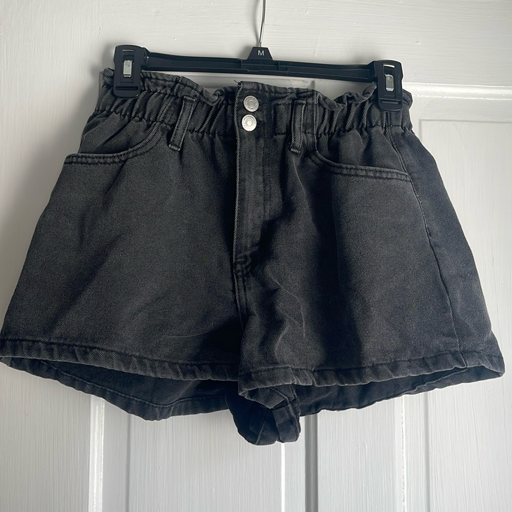 Forever 21 Black Paper Bag High Waist Jean Shorts